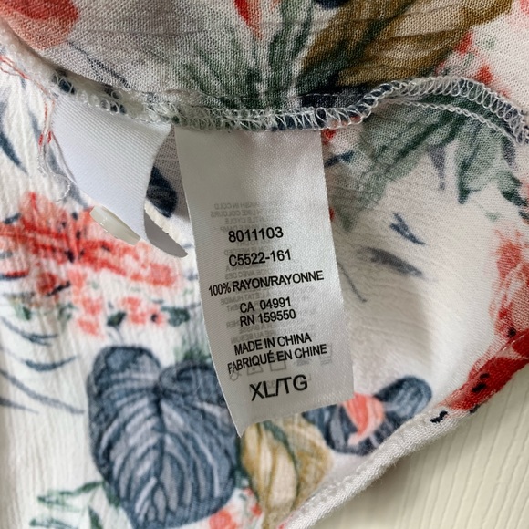 Hilary Radley | Floral Drawstring Waist Tunic Top - XL - Picture 6 of 7